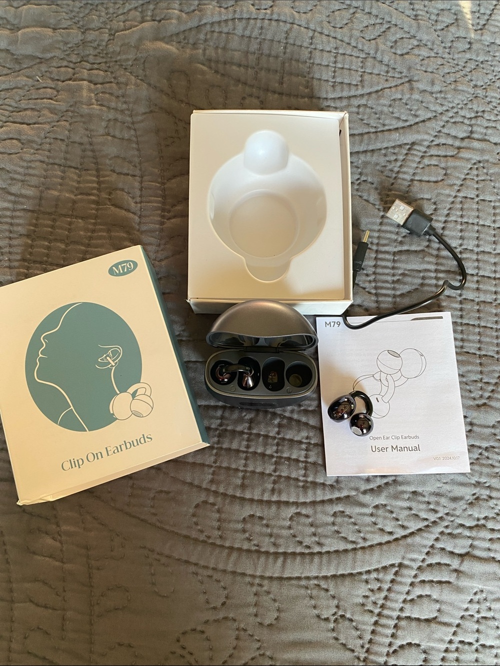 Clip-On Wireless Earbuds with Charging Case - Black